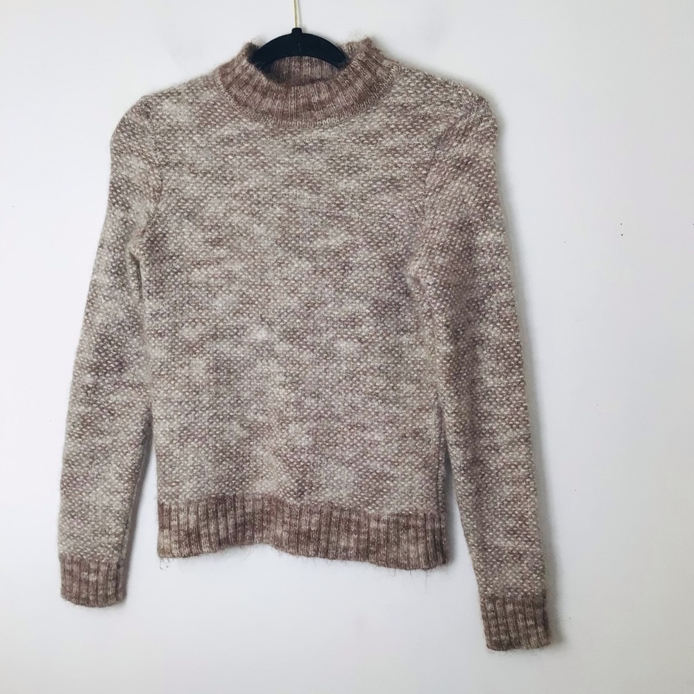 Comptoir Des Cotonniers Beige & Cream Marled Turtleneck Sweater